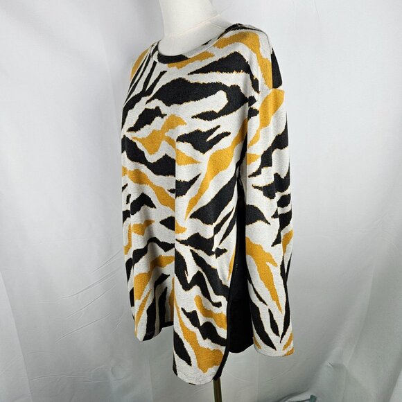 BAR By Melis Kozan XL Tiger Stripe Lightweight Sweater Yellow Black Comfy - Picture 2 of 11